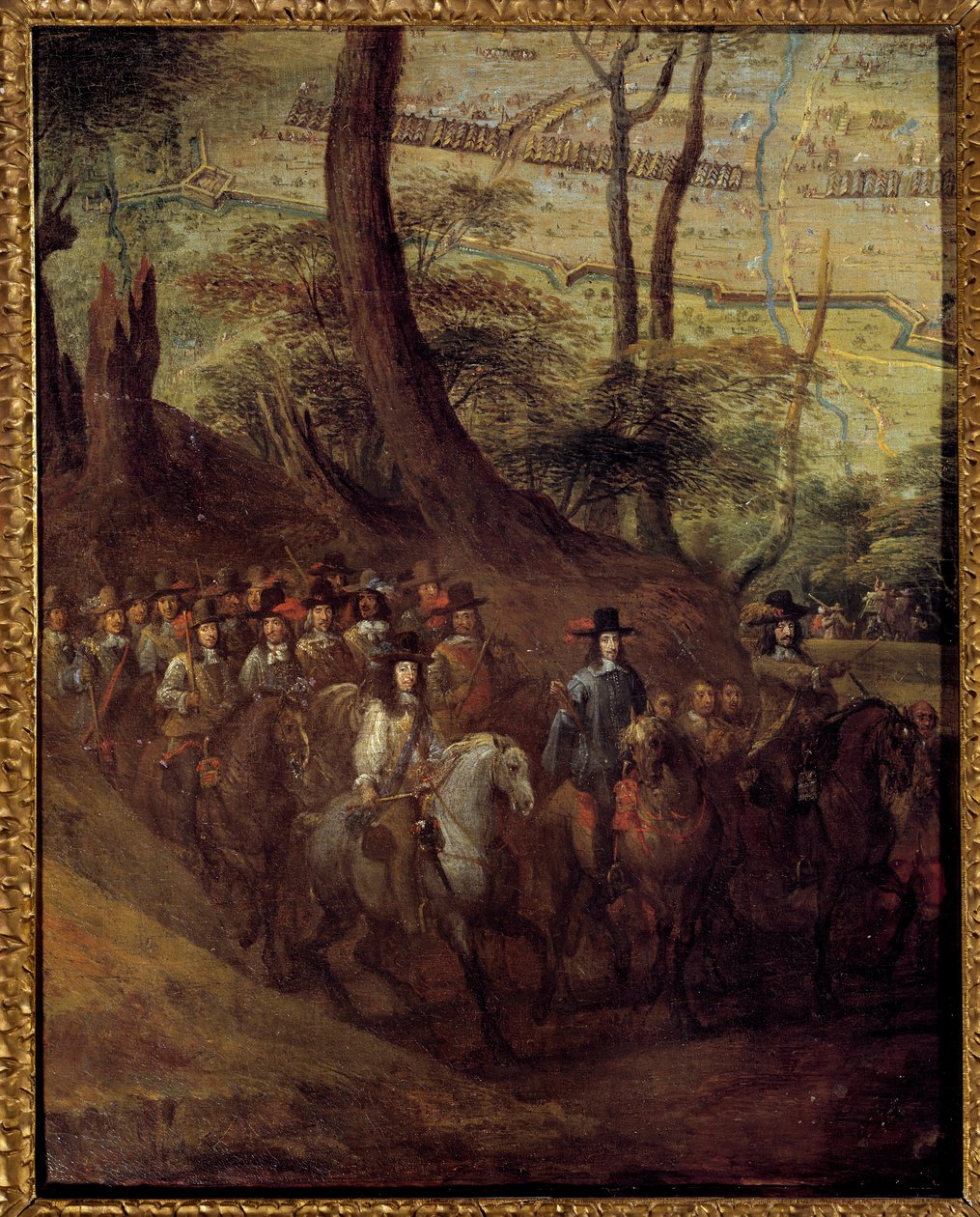 Luís II de Bourbon, Príncipe de Conde (Bourbon-Conde) (Grand Conde) (1621-1686) ou Duque de Enghien, sitiando uma cidade Pintura da Escola Francesa do século XVII. Sol 0,73x0,58 m de French School
