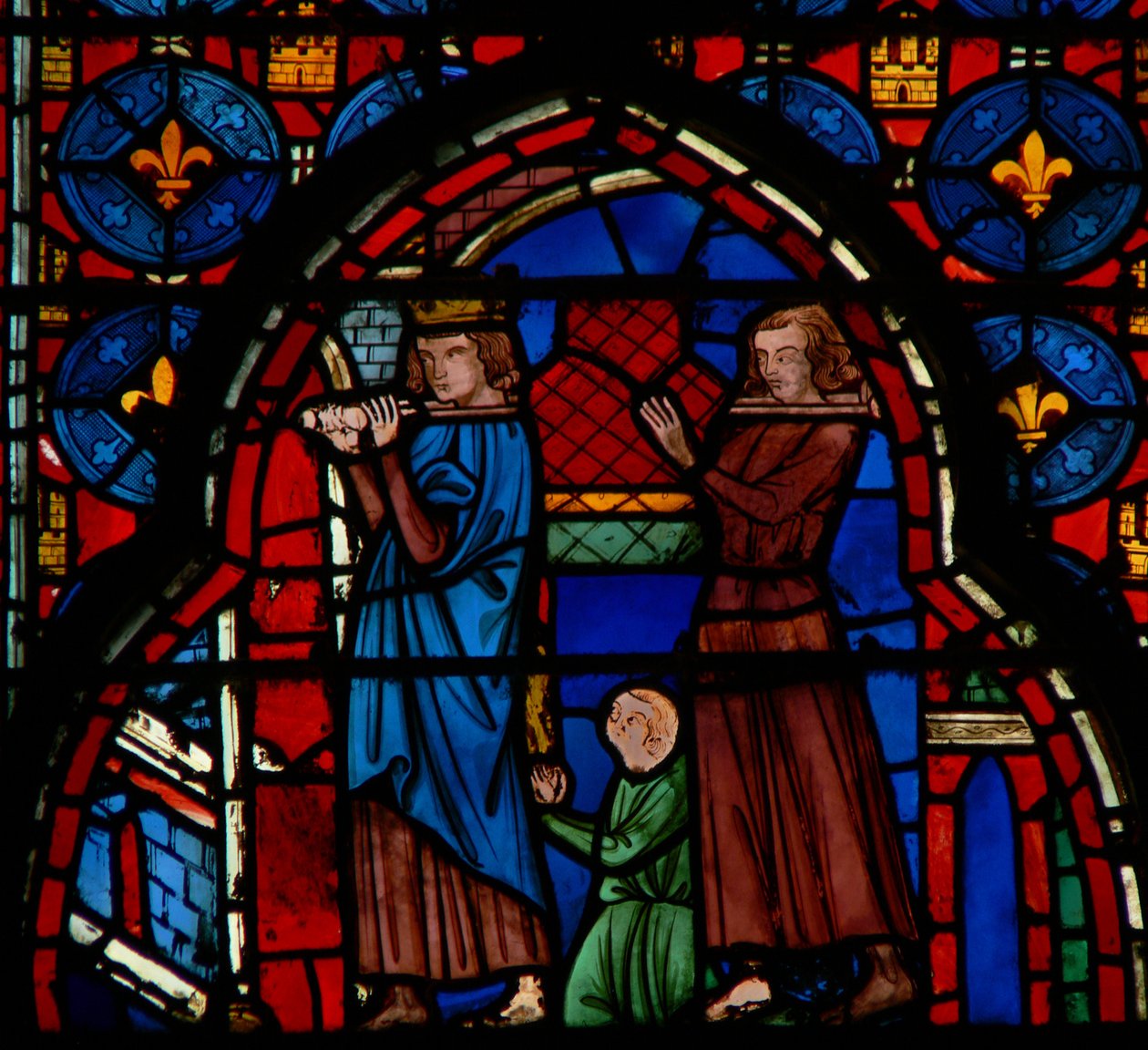 Luís IX transportando relíquias para Sainte-Chapelle, assistido por Robert DArtois, 1246-48 de French School