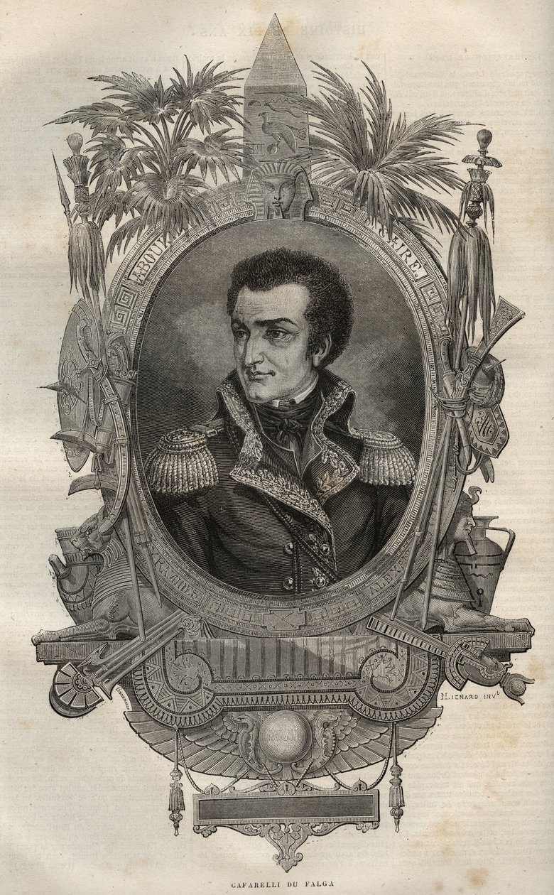 Louis Marie Maximilien de Caffarelli du Falga (1756-1799) General francês durante a Revolução Francesa - - Gravura na Nova Enciclopédia Nacional de Maurice La Charest - 1870 - de French School