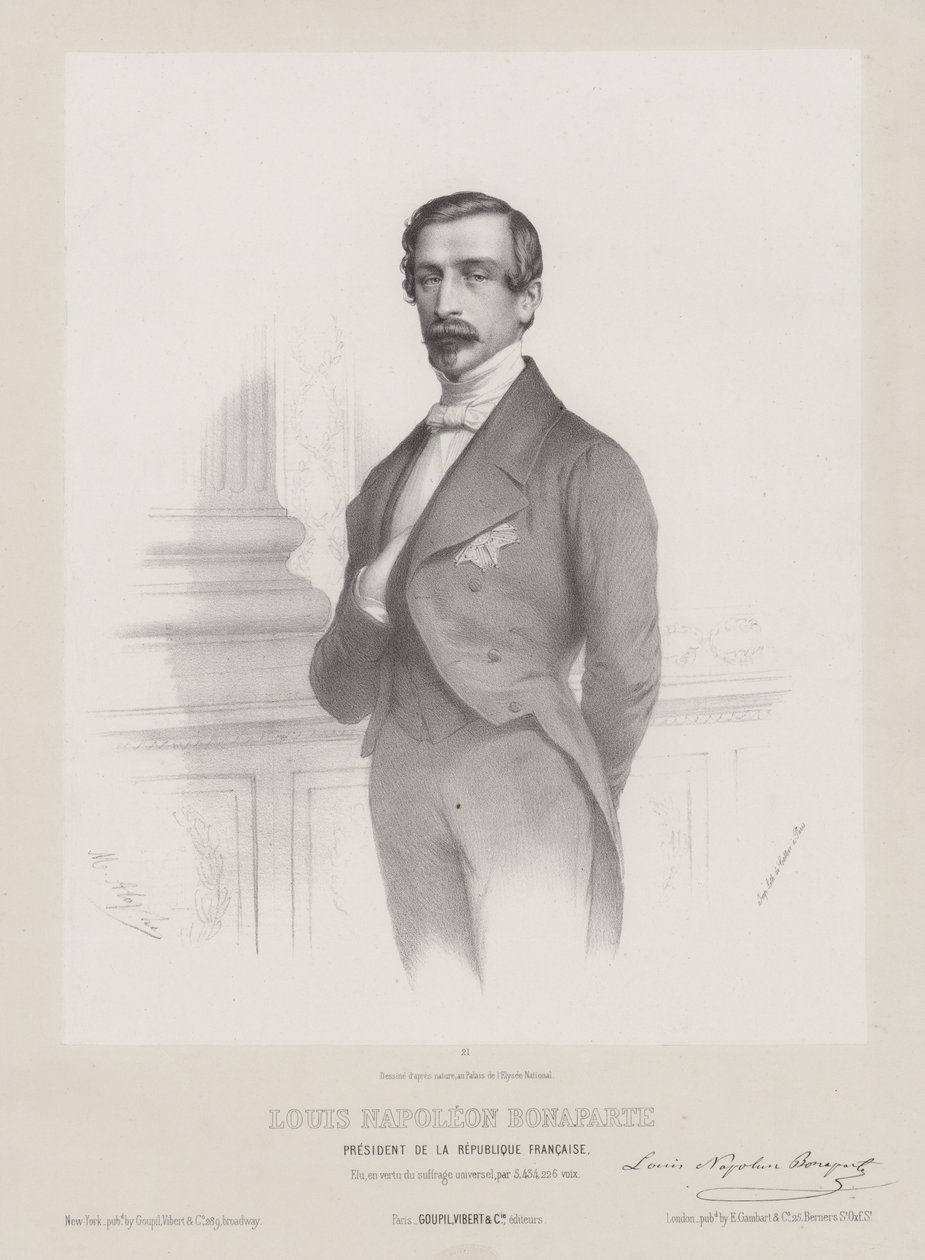 Luís Napoleão Bonaparte, Presidente da República Francesa, c1848 (litografia) de French School