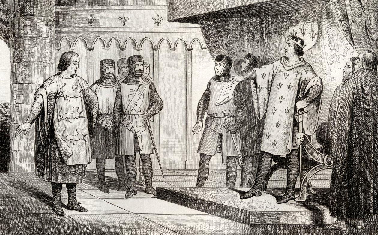 Luís VIII (1187-1226), o Leão recebe um enviado de seu inimigo Henrique III (1207-72) da Inglaterra, de &39;Histoire de France&39; de Colart, publicado em 1840 de French School