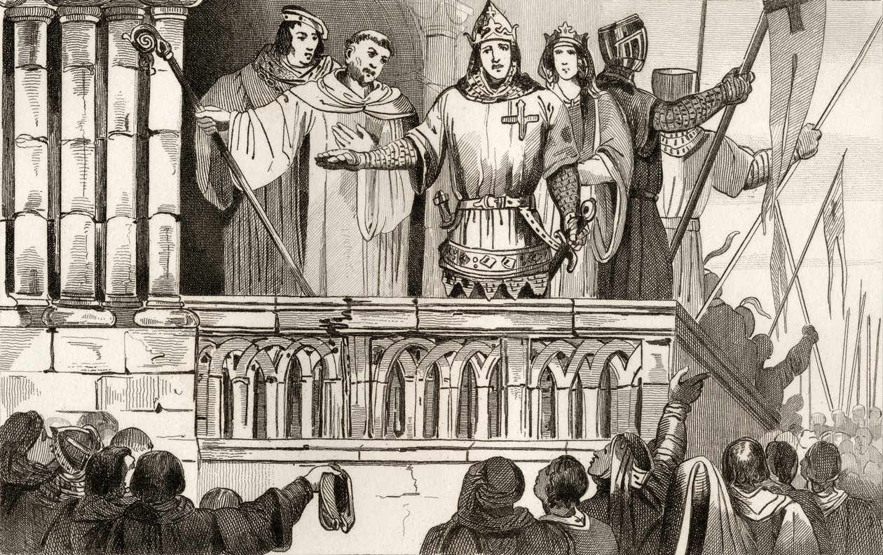 Luís VII (1120-80), o jovem, apóia a Segunda Cruzada em 1144, de &39;Histoire de France&39; de Colart, publicado em 1840 de French School
