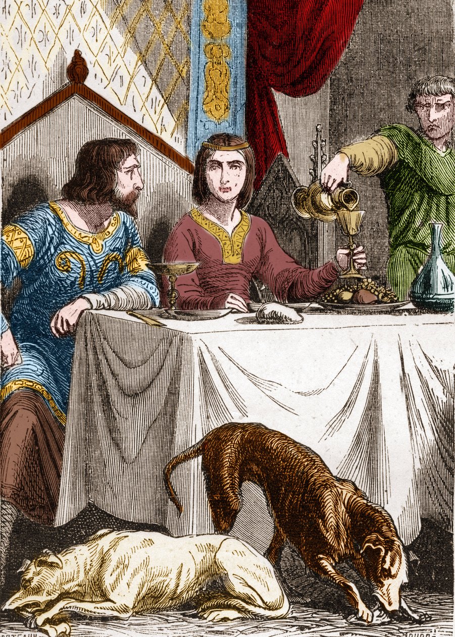 Luís VII o Jovem ou o Pio (1120-1180) com sua esposa Alienor da Aquitânia (1122-1204) (ou Eleonore de Guyenne). de French School