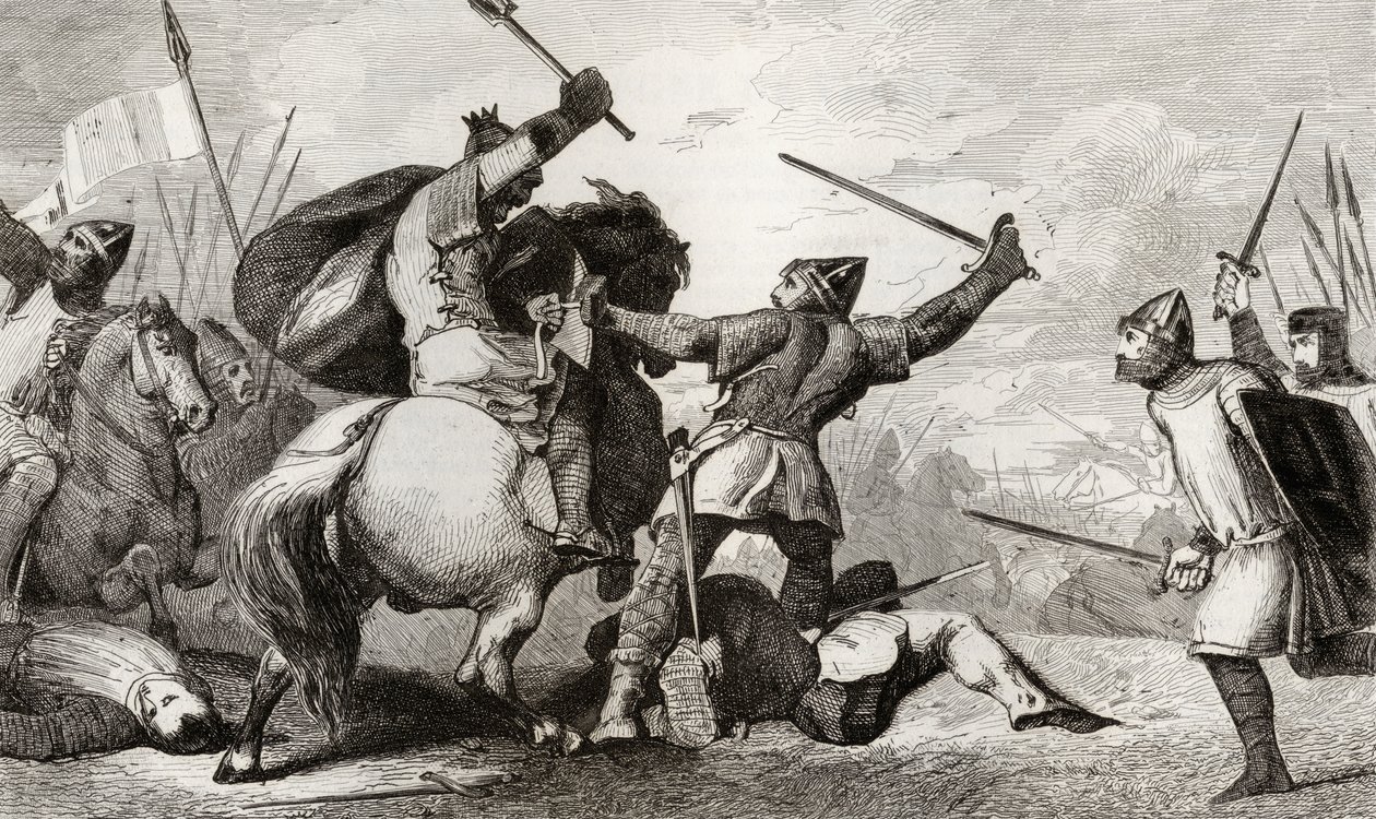 Luís VI (1081-1137), o Grande, luta contra os ingleses na batalha de Brenneville, de &39;Histoire de France&39; de Colart, publicado em 1840 de French School