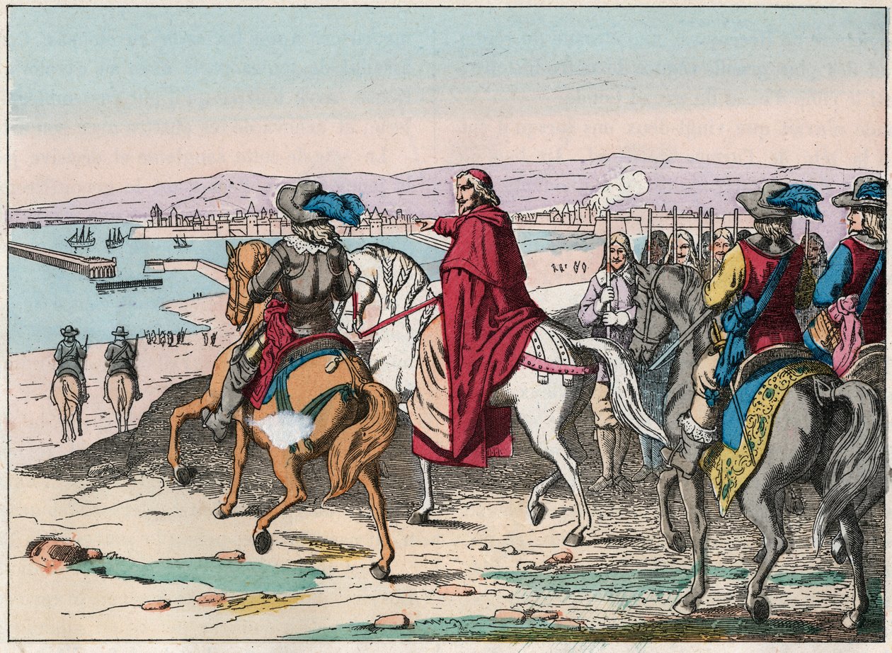 Luís XIII (1601-1643) e o Cardeal Richelieu na sede de La Rochelle, lugar d