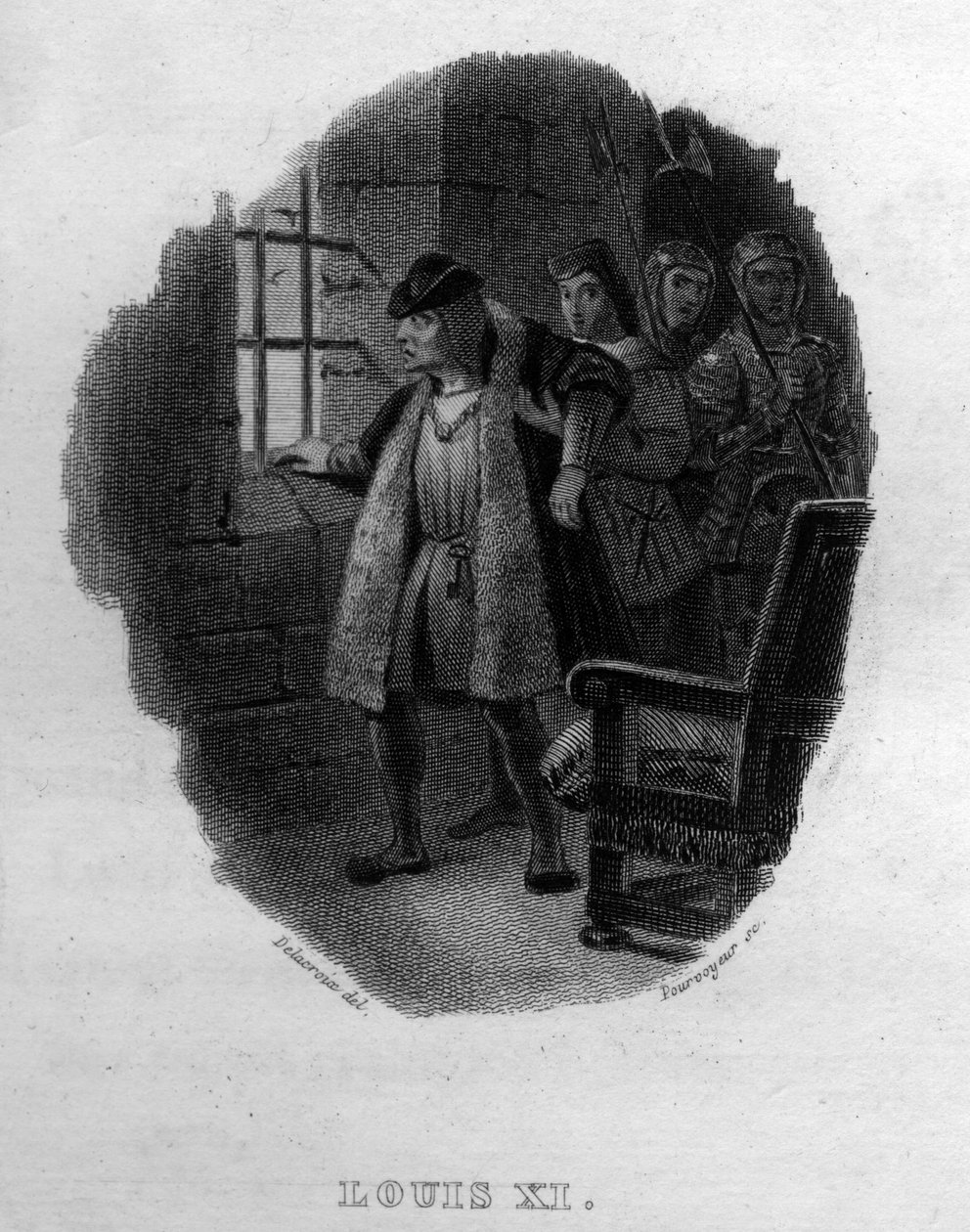 Louis XI Chanson de Beranger em "Obras Completas" (1834) de Pierre Jean de Beranger (1780-1857), poeta e compositor francês. de French School