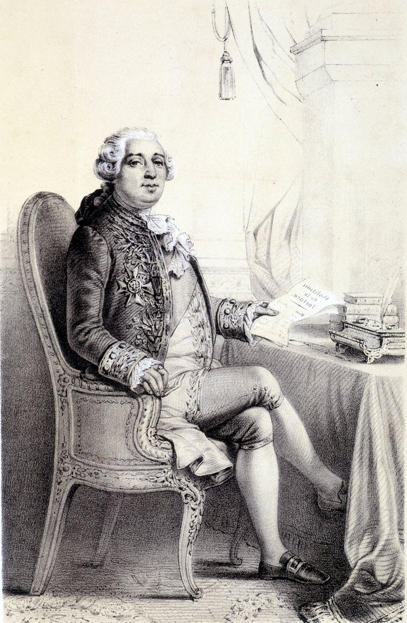 Luís XVI na "Galerie historique de la Revolution francaise" de Albert Maurin de French School