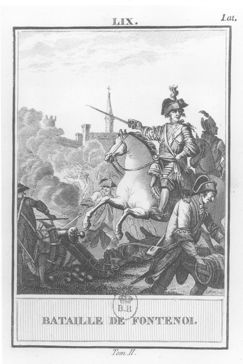 Luís XV (1710-74) na Batalha de Fontenoy, 11 de maio de 1745, de French School