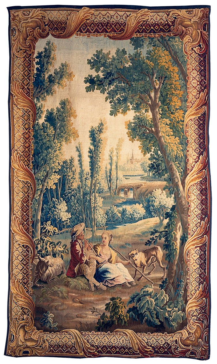 Tapeçaria pastoral de Louis XV Aubusson de French School