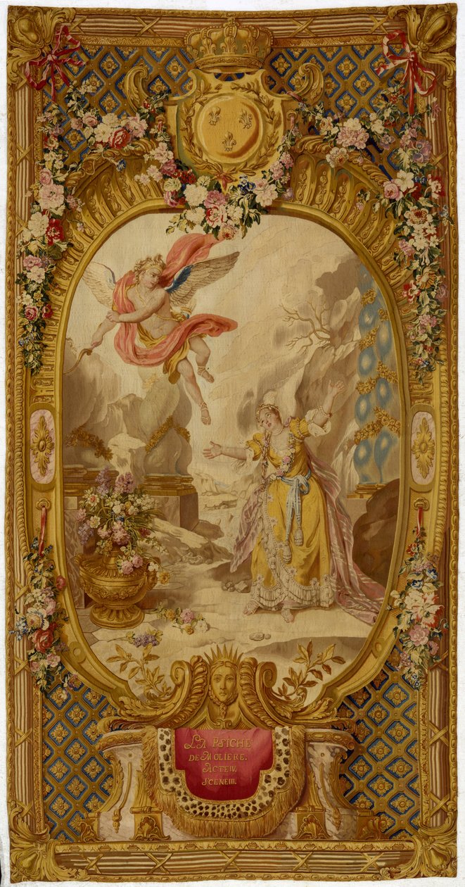 Tapeçaria Luís XV Gobelins da série "Scenes d" Opera, de Tragedie et de Comedie ", da segunda tecelagem de 1761-64 de French School