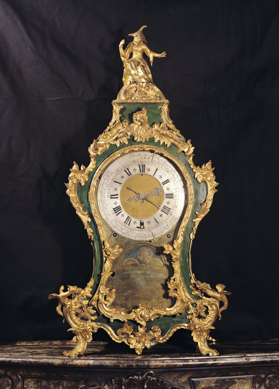 Relógio estilo Luís XV encimado por um homem chinês (ormolu) de French School