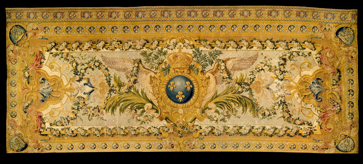 Mobiliário Luís XV: tapete da tribuna da capela real de Versalhes. Fabricado pela manufatura de Chaillot. 1759 Versalhes, museu do castelo. de French School