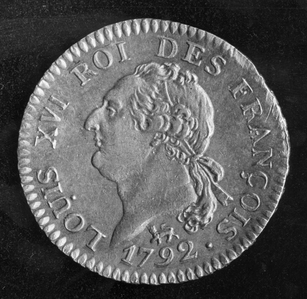 Louis dor representando Louis XVI, 1792 (ouro) (anverso) de French School