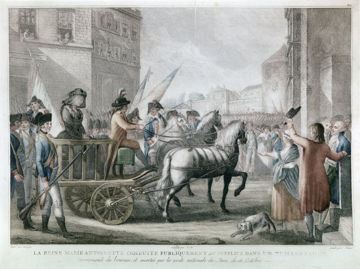 MARIE-ANTOINETTE conduzida à guilhotina, 16 de outubro de French School