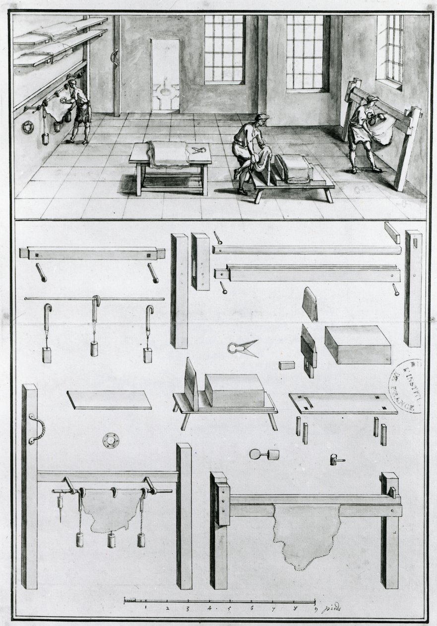 MS 1064 fol 11 Descrições de Artes e Ofícios por Denis Diderot (1713-84), publicado em 1770. (Foto em preto e branco) de French School