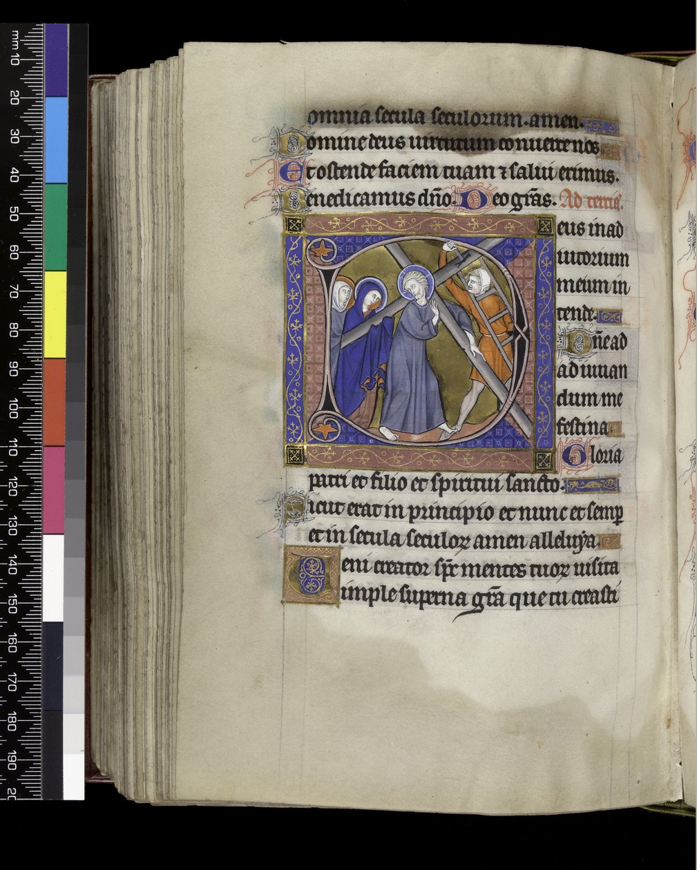 MS 300 f.212v, Terce, do Saltério e Horas de Isabella de França, Paris, c.1265-70 (caneta e tinta e têmpera em pergaminho) de French School