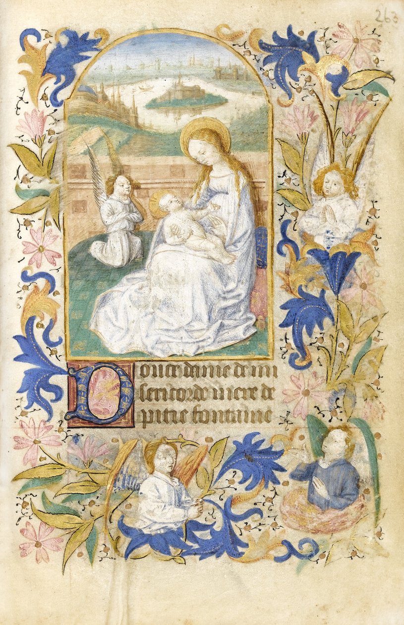MS 39-1950 f.263r A Adoração, 1464 (tinta dourada, prateada e colorida em pergaminho) de French School
