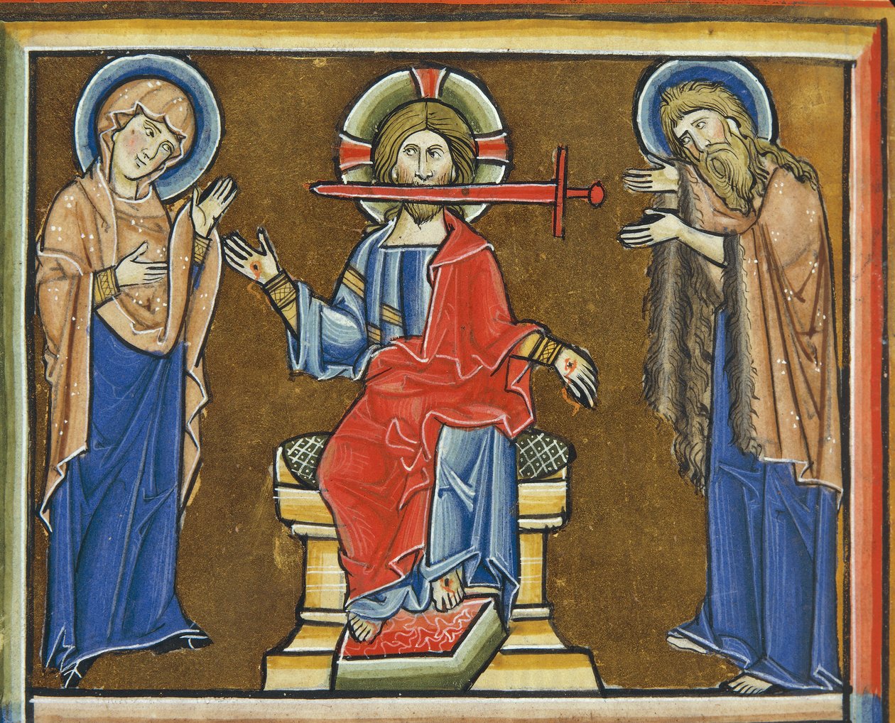 MS CXXXVII, Cristo do Apocalipse, do Saltério de Santa Isabel (tempera e folha de ouro em velino) de French School