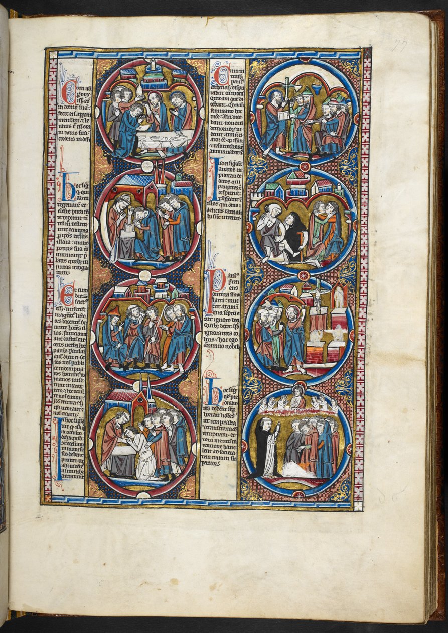 EM. Harley 1527, f.77r, miniaturas do moralisée bíblico (vellum) de French School