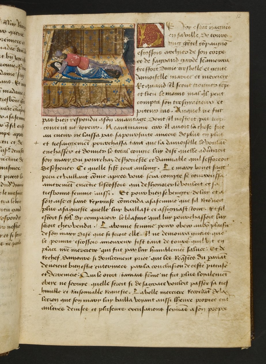 MS Hunter 252 012r Página da Hundred News News, c.1461-62 de French School