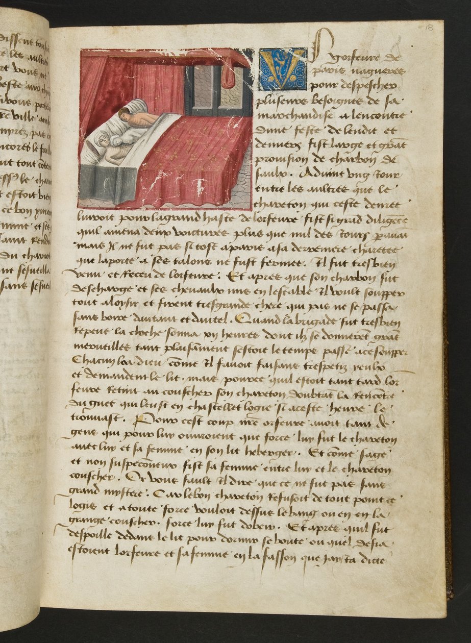 MS Hunter 252 018r Página da Hundred News News, c.1461-62 de French School