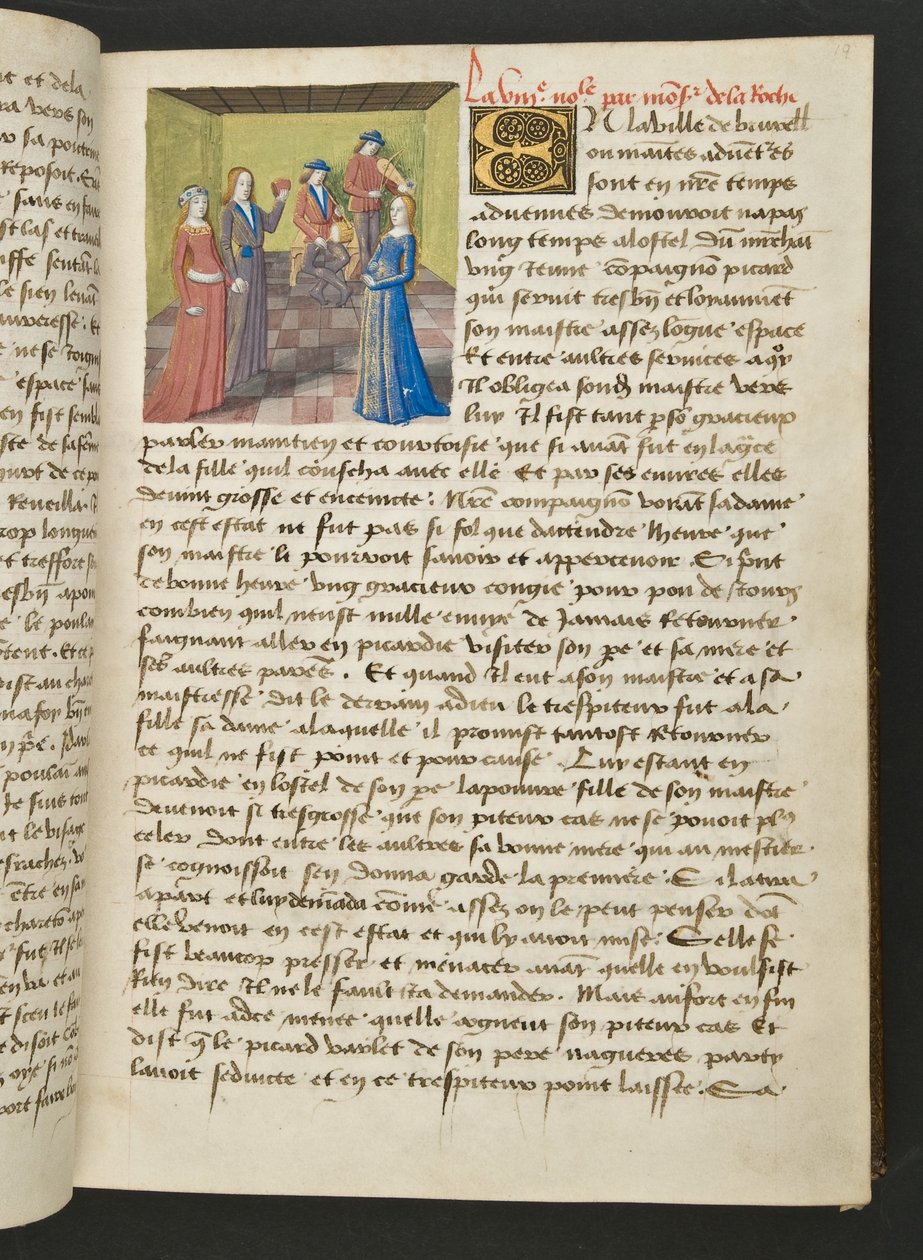 MS Hunter 252 019r Página de Notícias de Cem Notícias, c.1461-62 de French School