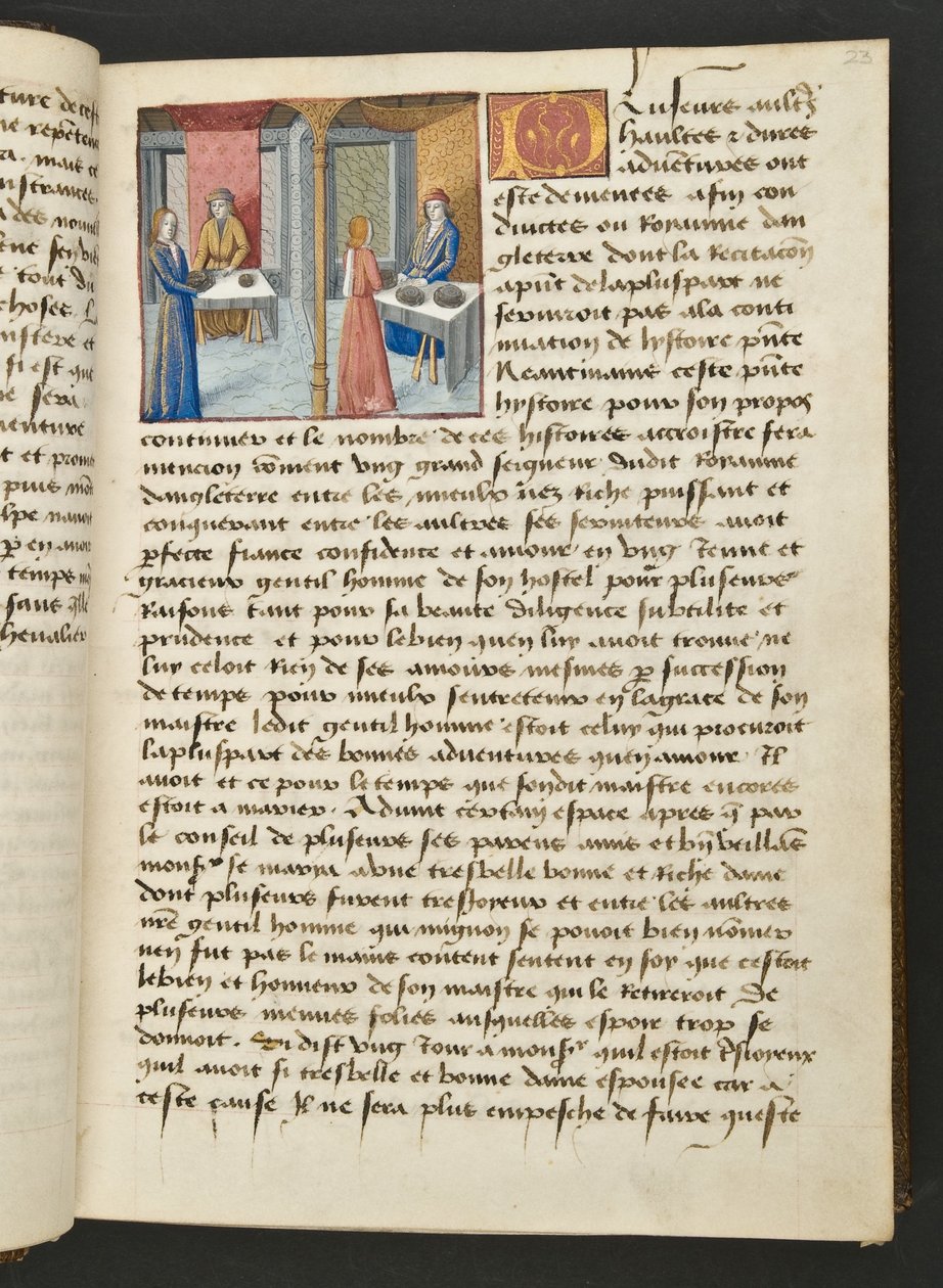 MS Hunter 252 023r Página da Hundred News News, c.1461-62 de French School