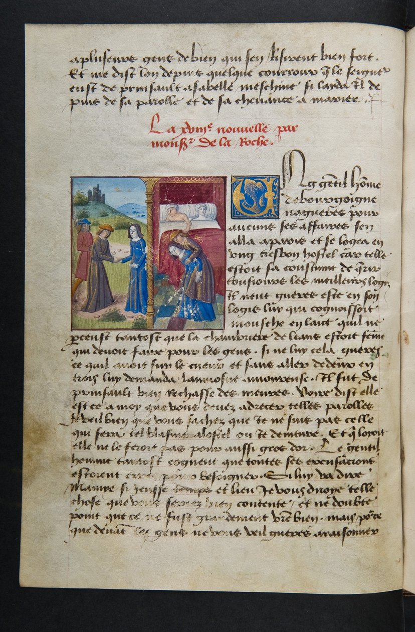 MS Hunter 252 038v Página de Notícias de Cem Notícias, c.1461-62 de French School