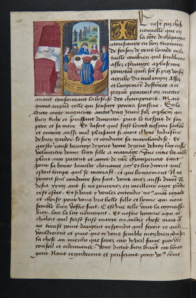 MS Hunter 252 042v Página da Hundred News News, c.1461-62 de French School