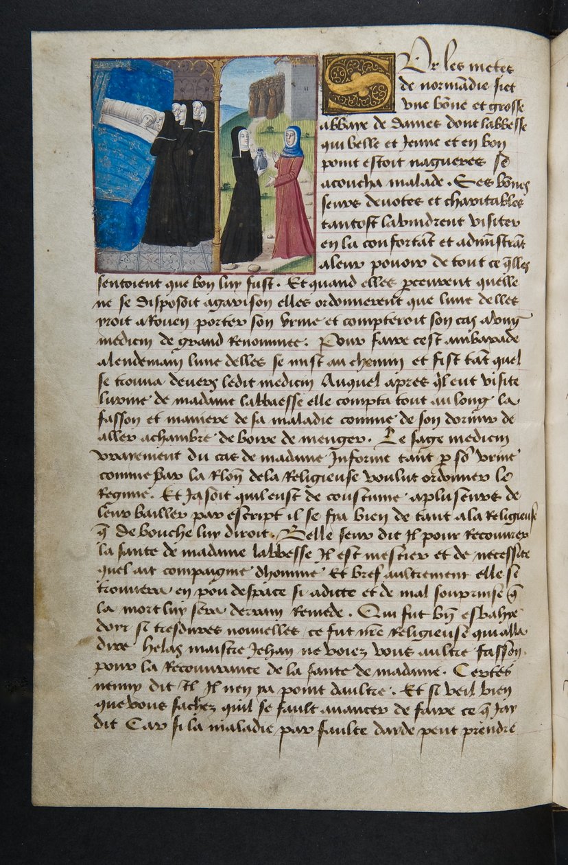 MS Hunter 252 045v Página da Hundred News News, c.1461-62 de French School
