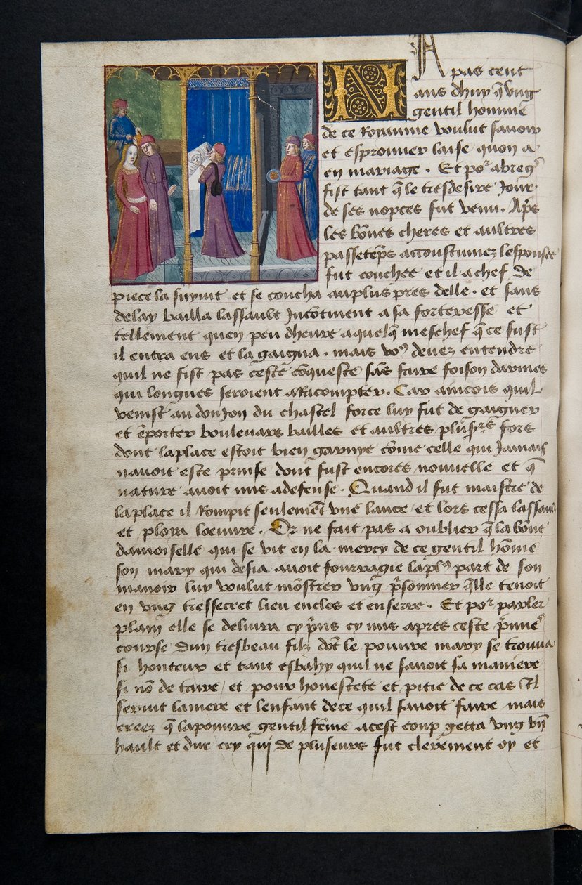 MS Hunter 252 068v Página da Hundred News News, c.1461-62 de French School