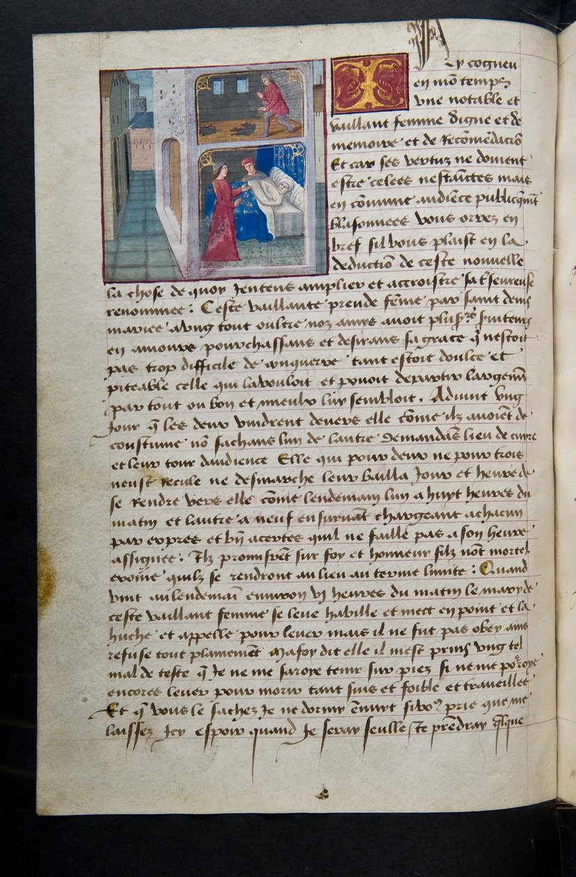 MS Hunter 252 085v Página da Hundred News News, c.1461-62 de French School