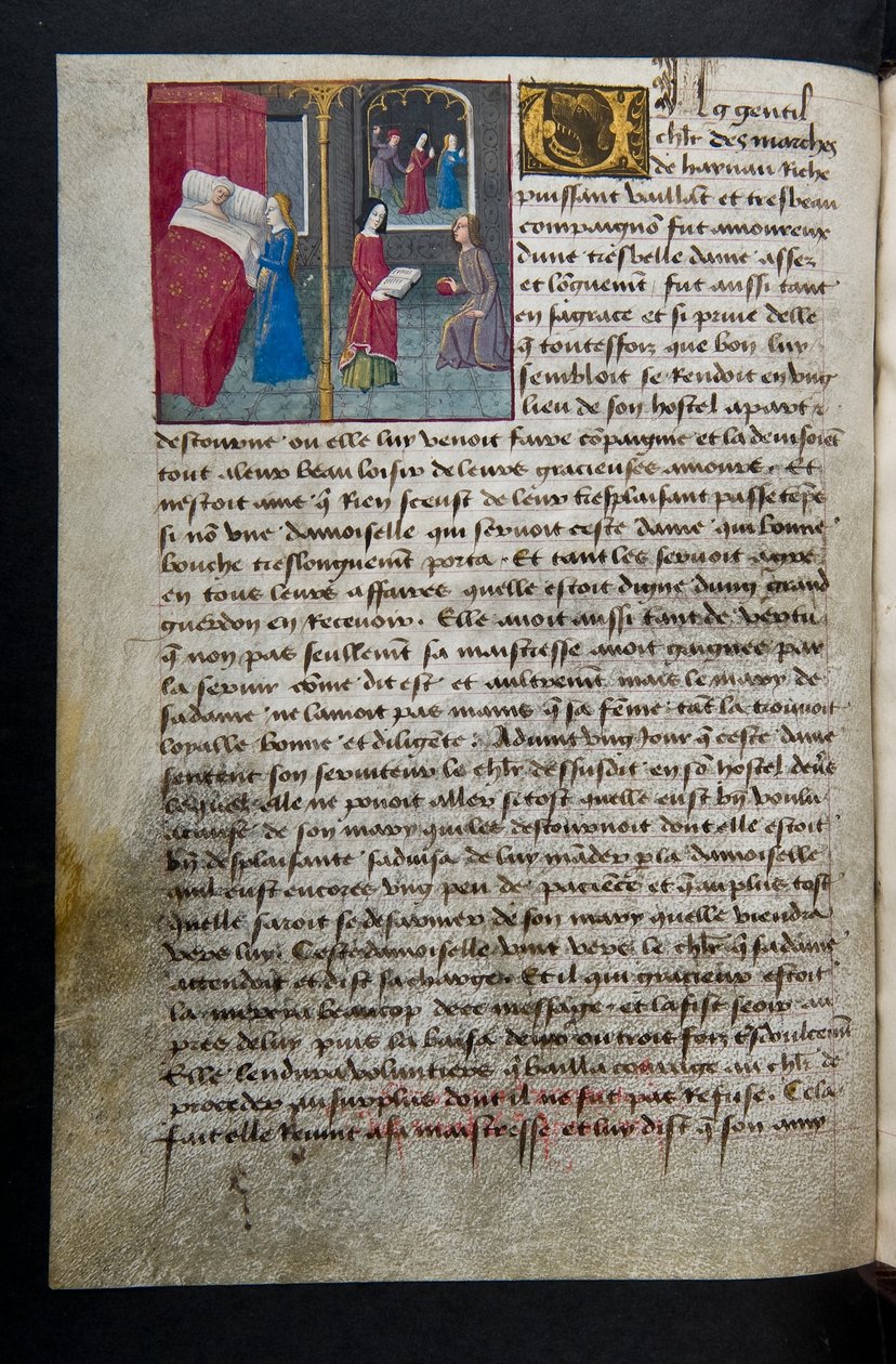 MS Hunter 252 095v Página da Hundred News News, c.1461-62 de French School