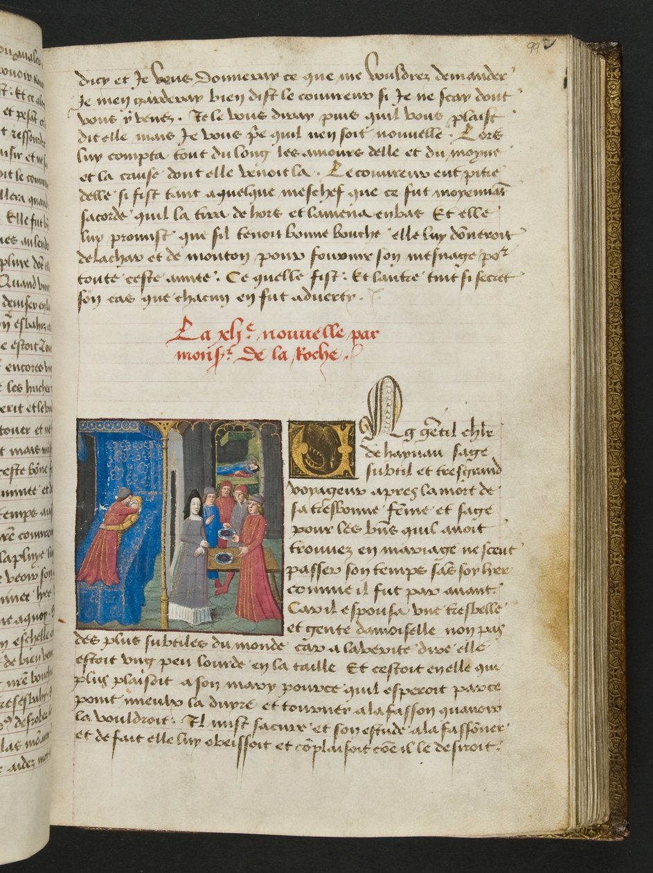 MS Hunter 252 099r Página de Notícias de Cem Notícias, c.1461-62 de French School