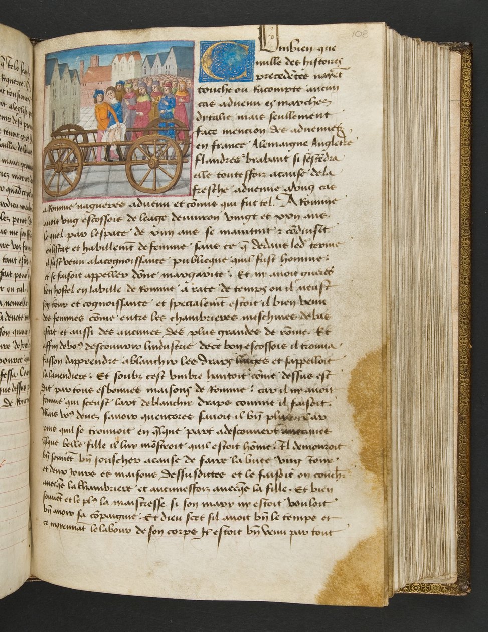 MS Hunter 252 108r Página de Notícias de Cem Notícias, c.1461-62 de French School