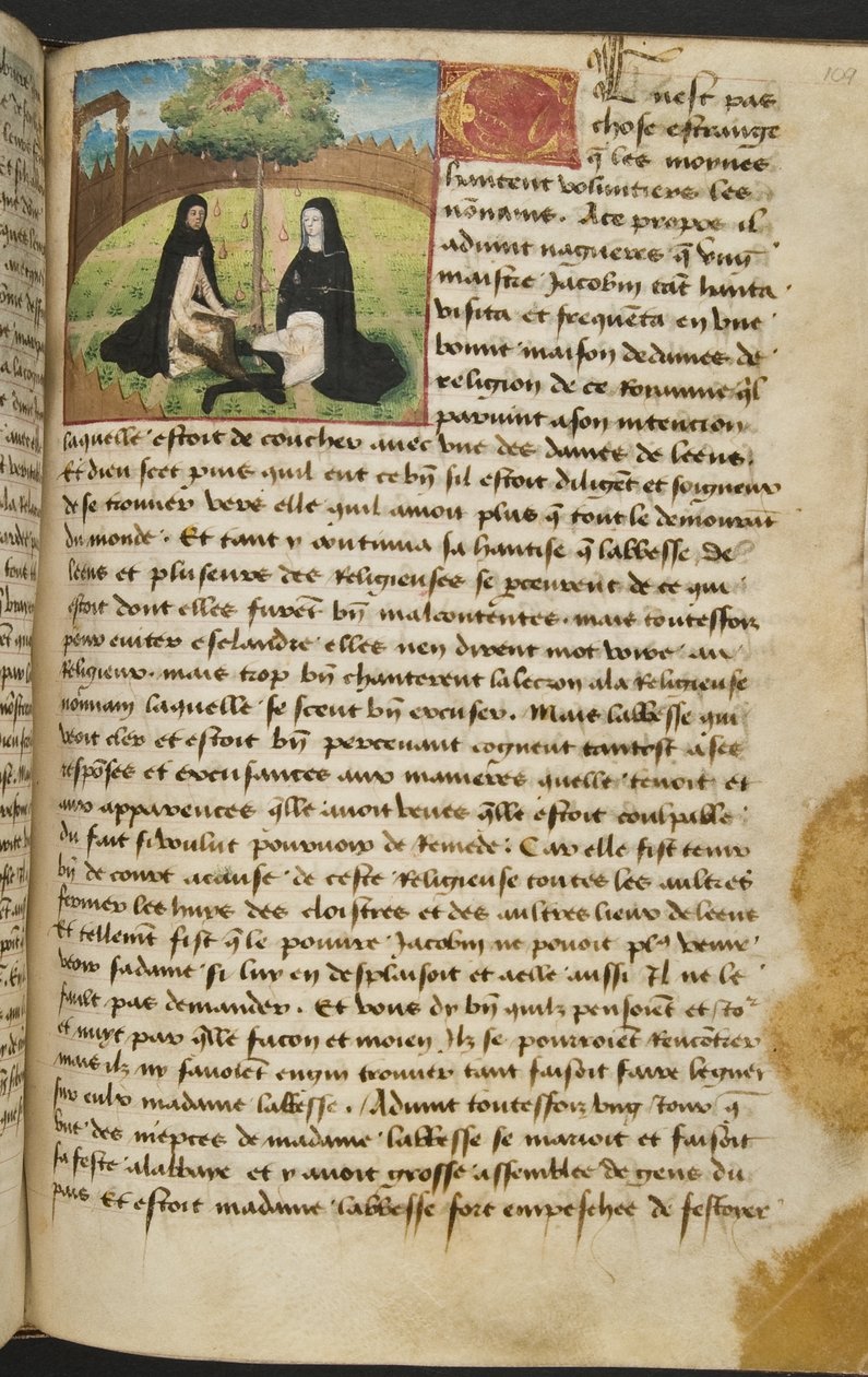 MS Hunter 252 109r Página de Notícias de Cem Notícias, c.1461-62 de French School