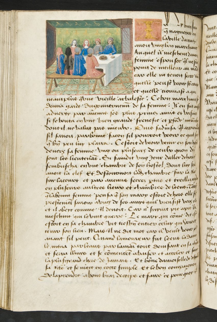 MS Hunter 252 113v Página de Notícias de Cem Notícias, c.1461-62 de French School
