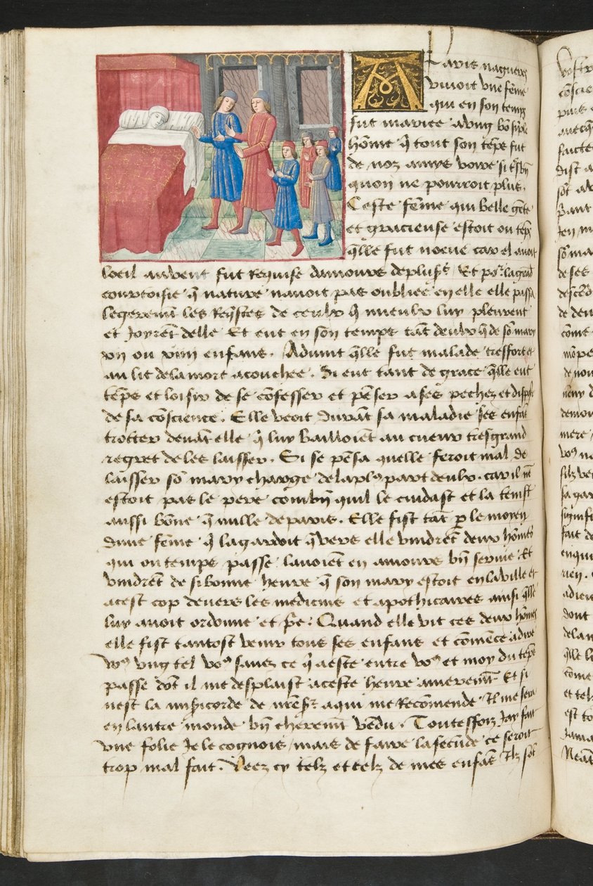 MS Hunter 252 116v Página de Notícias de Cem Notícias, c.1461-62 de French School