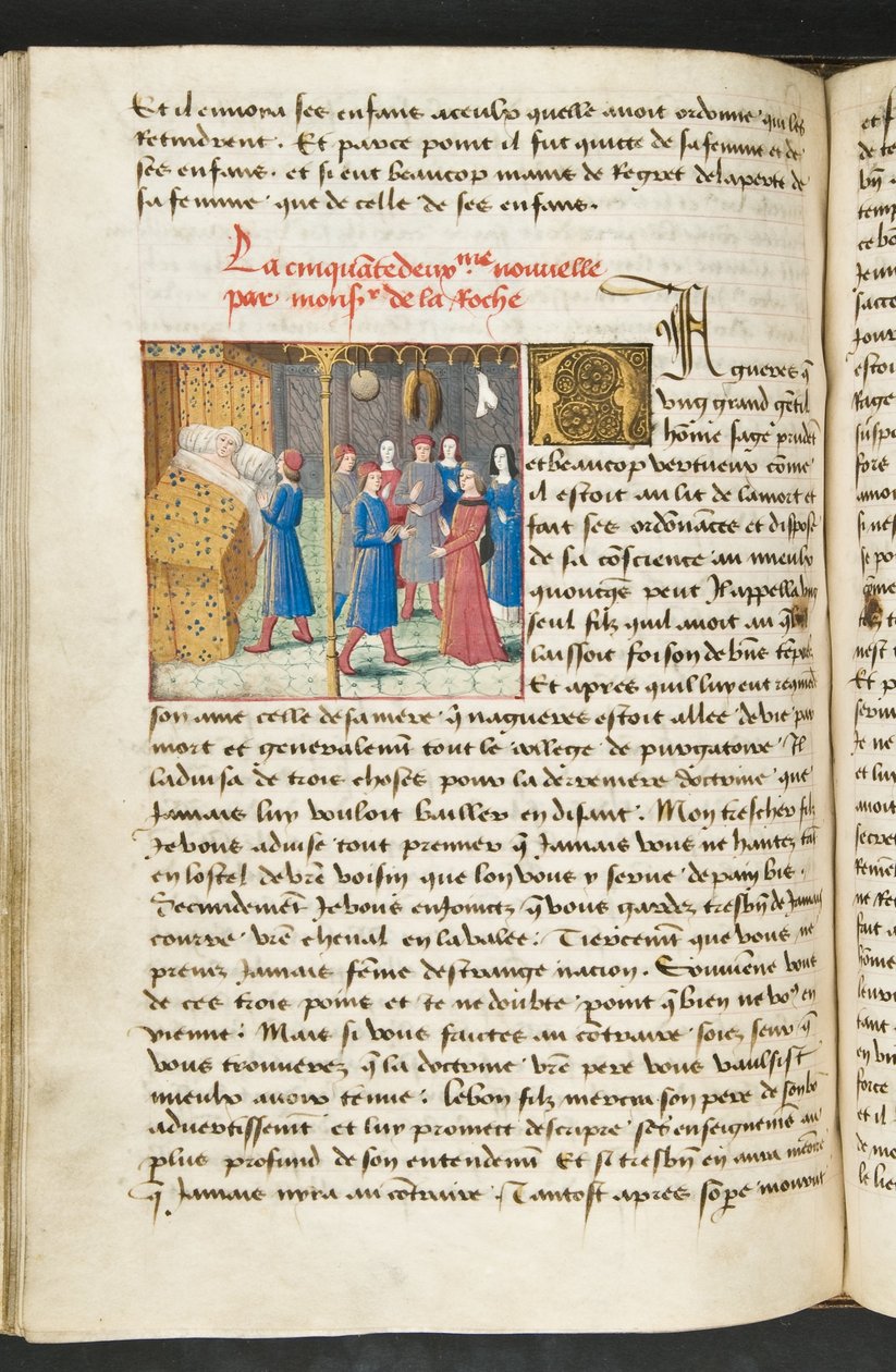 MS Hunter 252 Página de 117 páginas de notícias de cem notícias, c.1461-62 de French School
