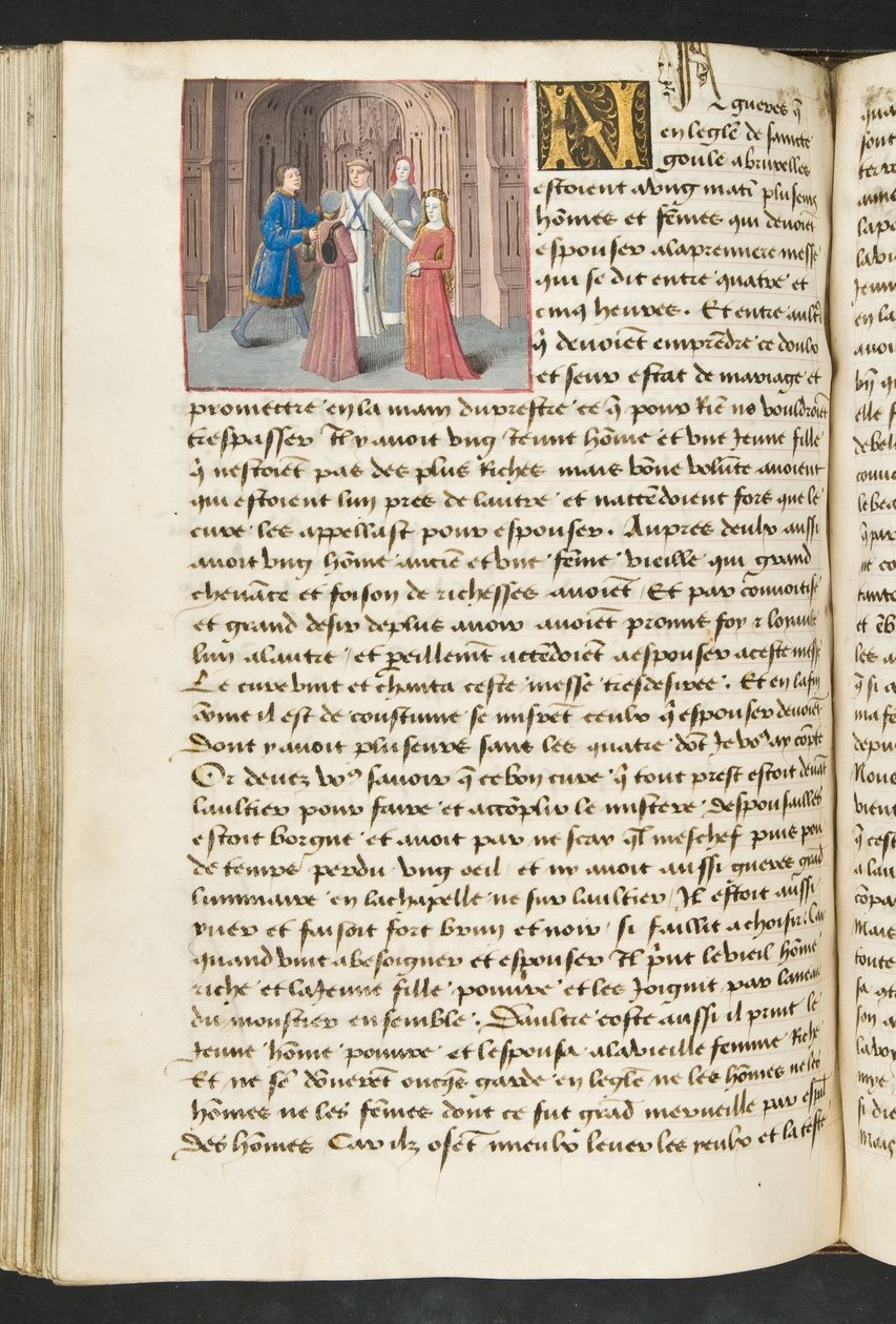 MS Hunter 252 Página de 120 páginas de notícias de cem notícias, c.1461-62 de French School