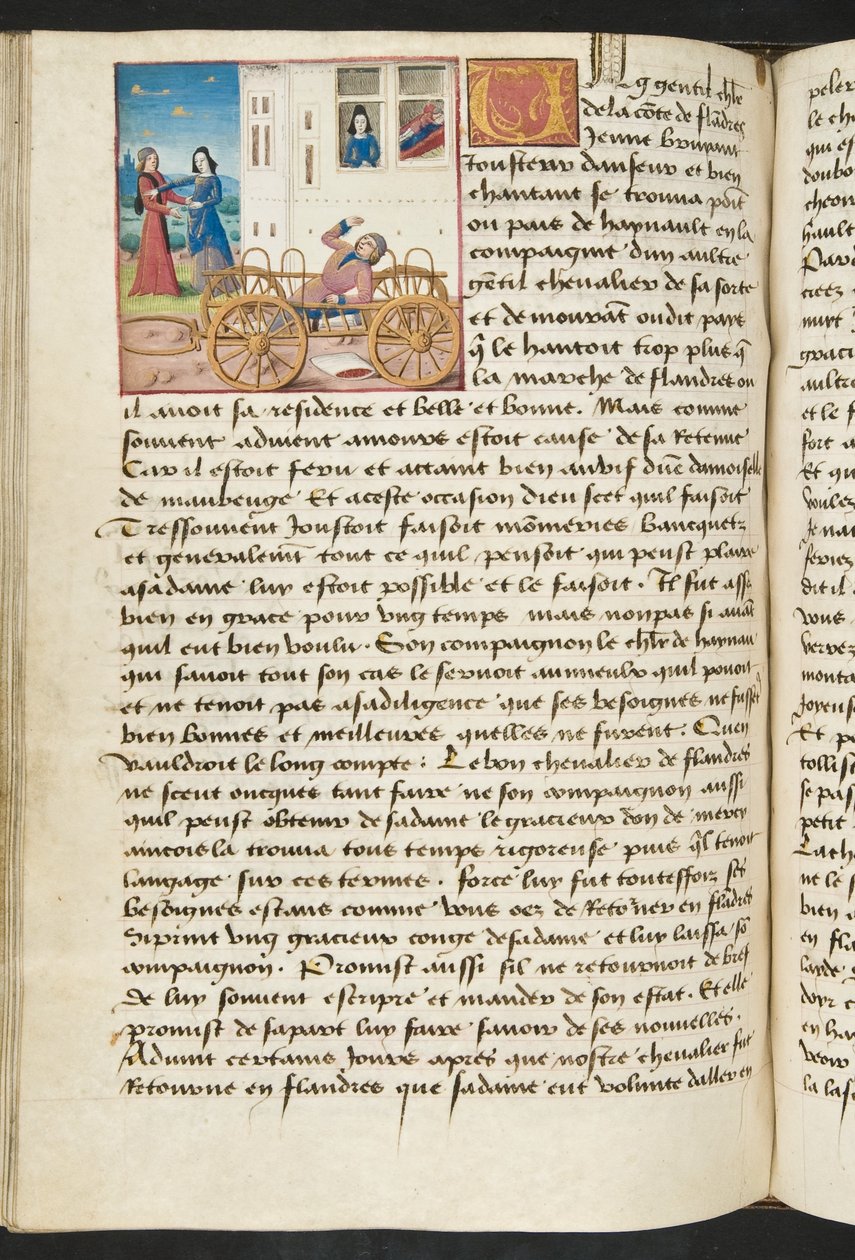 MS Hunter 252 Página de 122 páginas de notícias de cem notícias, c.1461-62 de French School