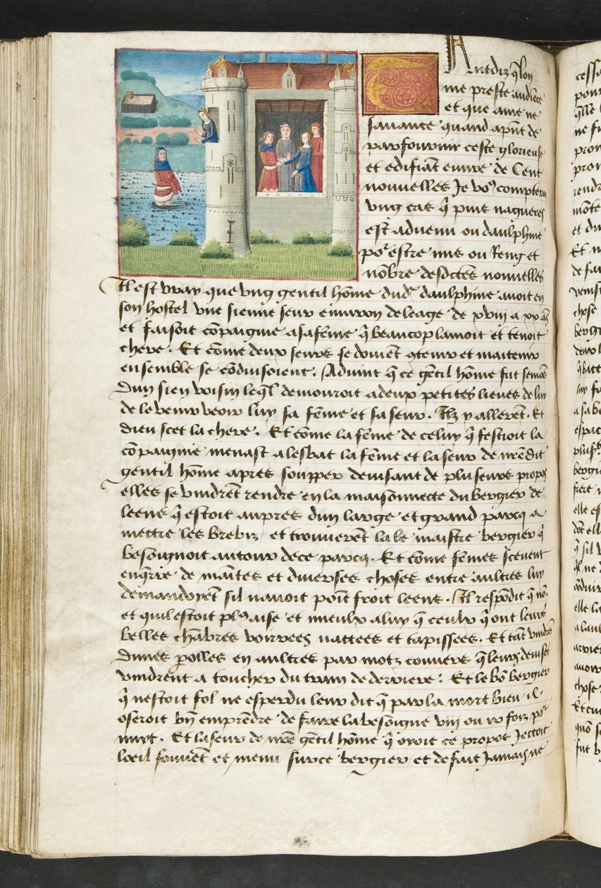 MS Hunter 252 127v Página de Notícias de Cem Notícias, c.1461-62 de French School