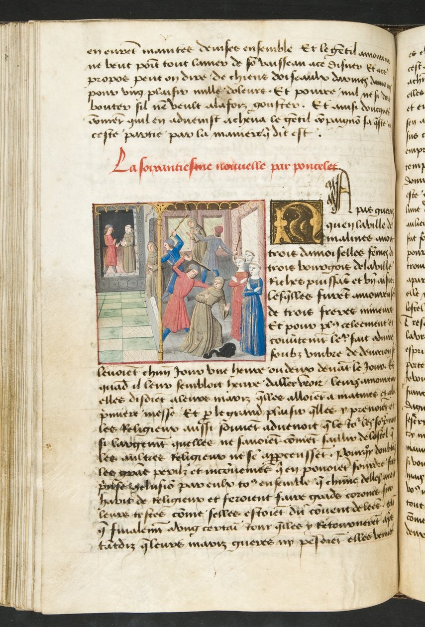 MS Hunter 252 132v Página de Notícias de Cem Notícias, c.1461-62 de French School