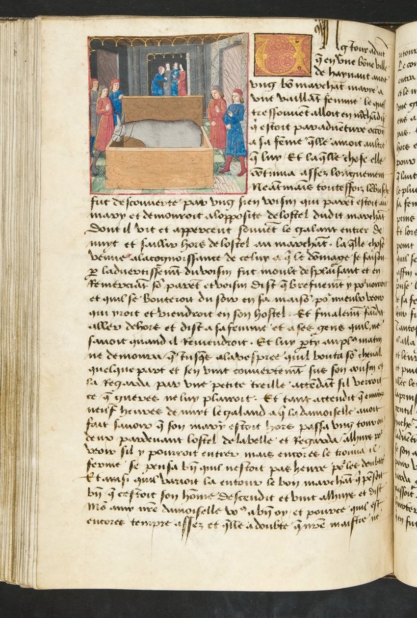 MS Hunter 252 134v Página de Notícias de Cem Notícias, c.1461-62 de French School
