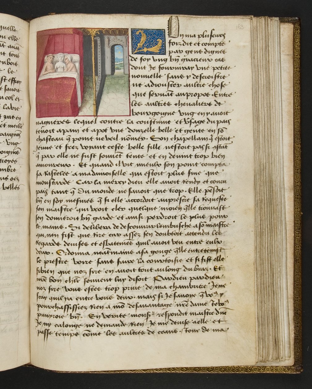 MS Hunter 252 Página de 163r da notícia de cem notícias, c.1461-62 de French School
