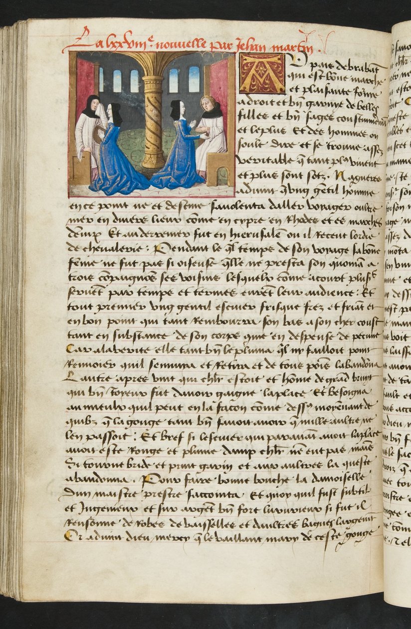 MS Hunter 252 Página de 165 páginas da notícia de cem notícias, c.1461-62 de French School