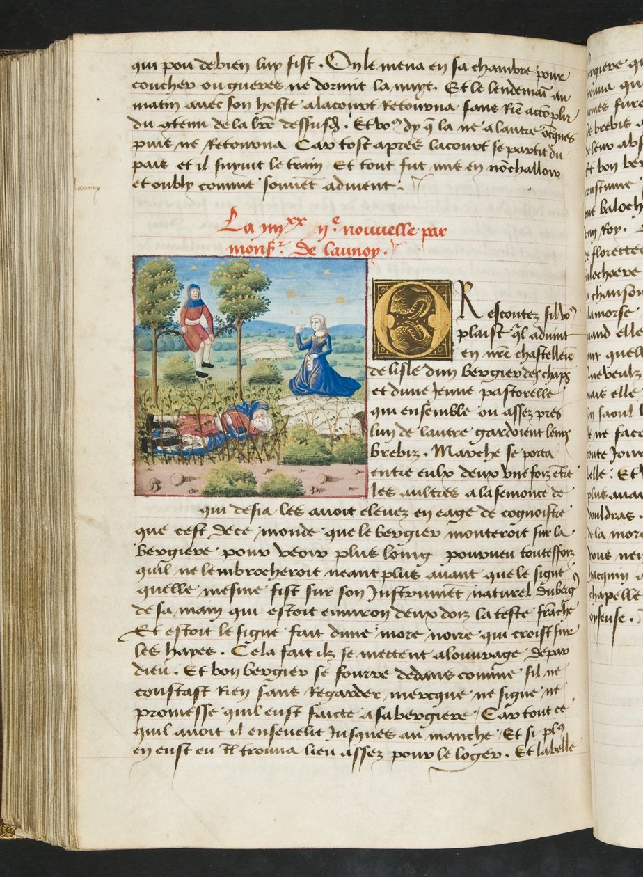 MS Hunter 252 172v Página de Notícias de Cem Notícias, c.1461-62 de French School