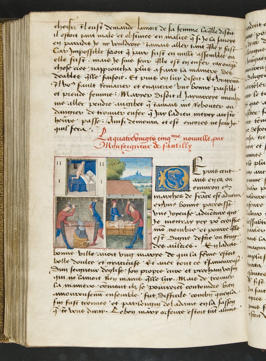 MS Hunter 252 Página de 175 páginas da notícia de cem notícias, c.1461-62 de French School