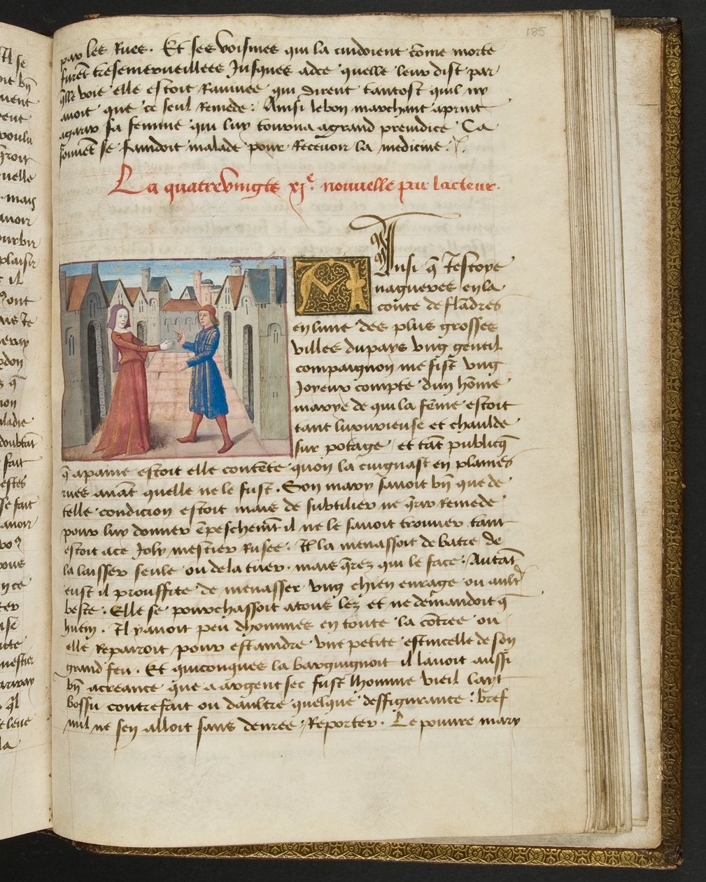 MS Hunter 252 Página 185r de Notícias de Cem Notícias, c.1461-62 de French School