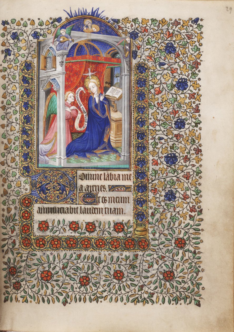 MS Widener 6 f.29r, Anunciação, de um Livro de Horas, uso de Paris de French School